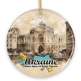 OrnamentallyYou - Ukraine Vintage City Artwork Ornament Odesa Opera and Ballet Theatre Ukrainian Souvenir - Multi-colored