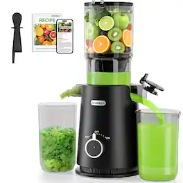 Aeitto - Juicer Machine with 4.35" Wide Mouth & Large Feed Chute, Cold Press Juicer For Fruits & Vegetable - Black