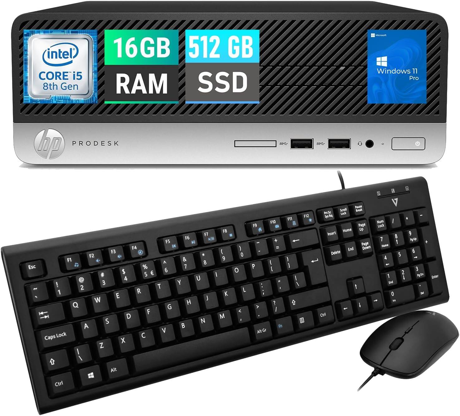 Intel Core i5 8th Gen 16GB RAM 512GB SSD - Windows 11 Pro HP ProDesk