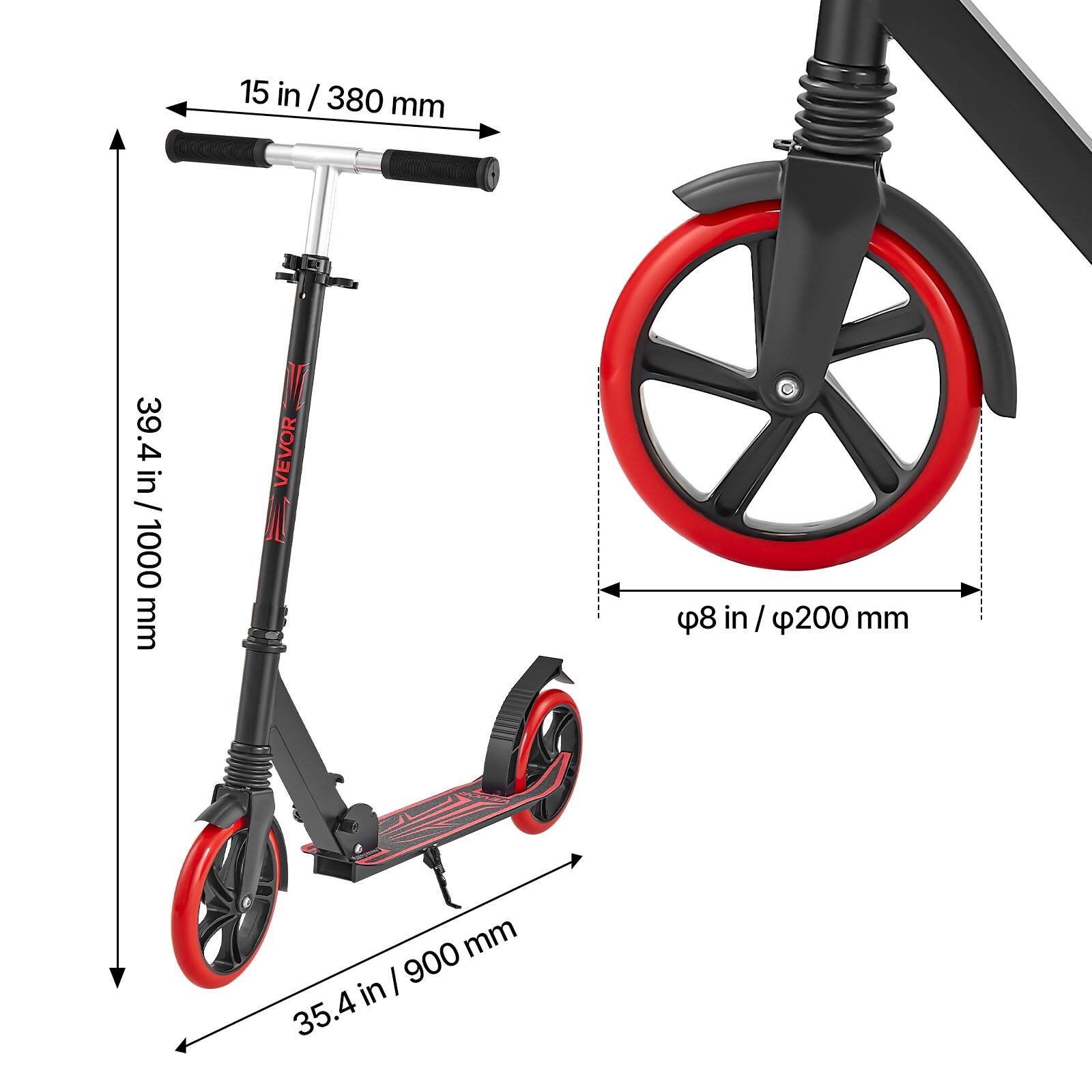 15 in / 380 mm  
39.4 in / 1000 mm  
8 in / 200 mm  
35.4 in / 900 mm