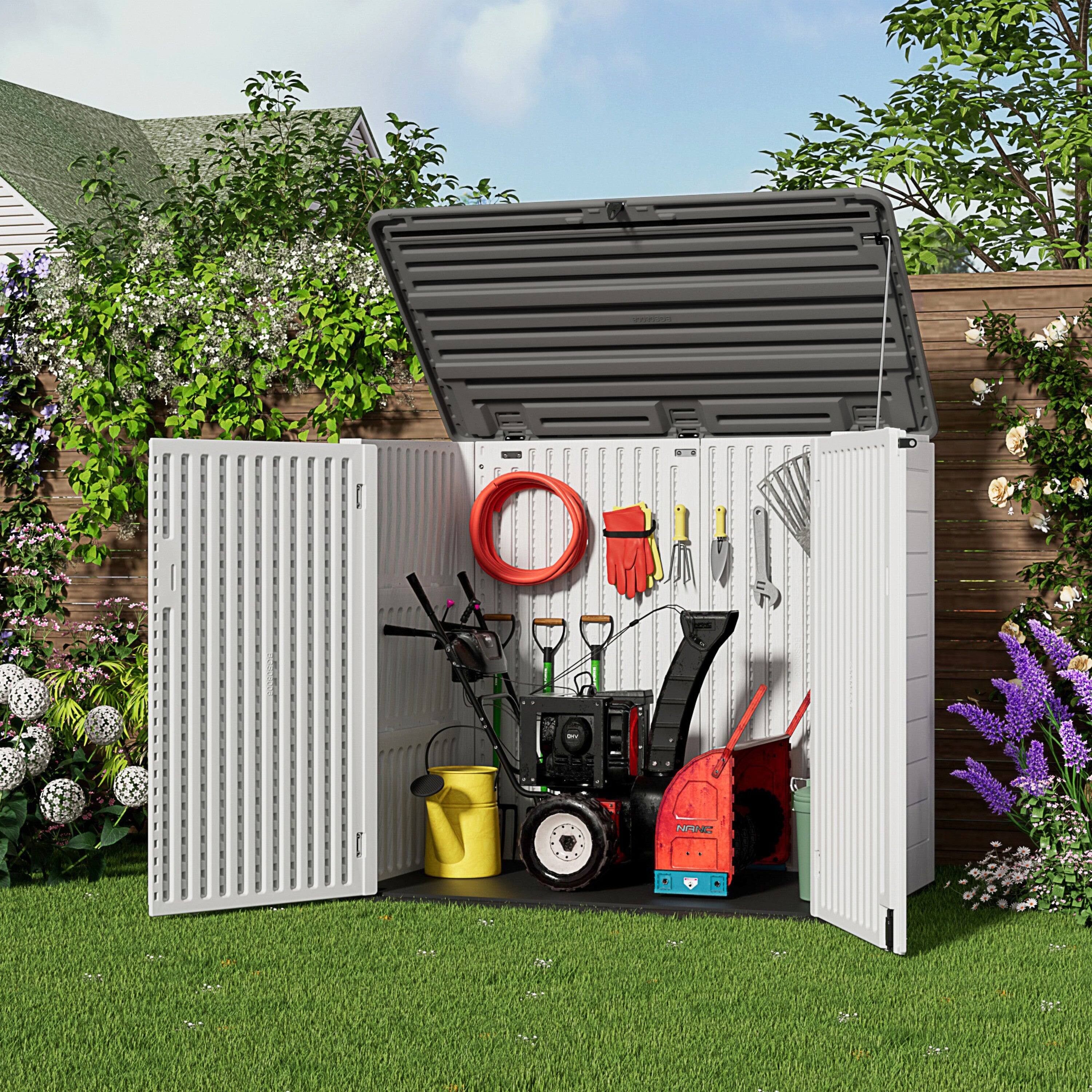 Alt View 8. Mondawe - 356 Gallons Resin Double-Panel Lockable Waterproof Outdoor Storage Shed - White.