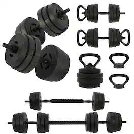 Fitvids - 4 in 1 Adjustable Dumbbell Set, 60lbs Free Weights Set with Connector - Black