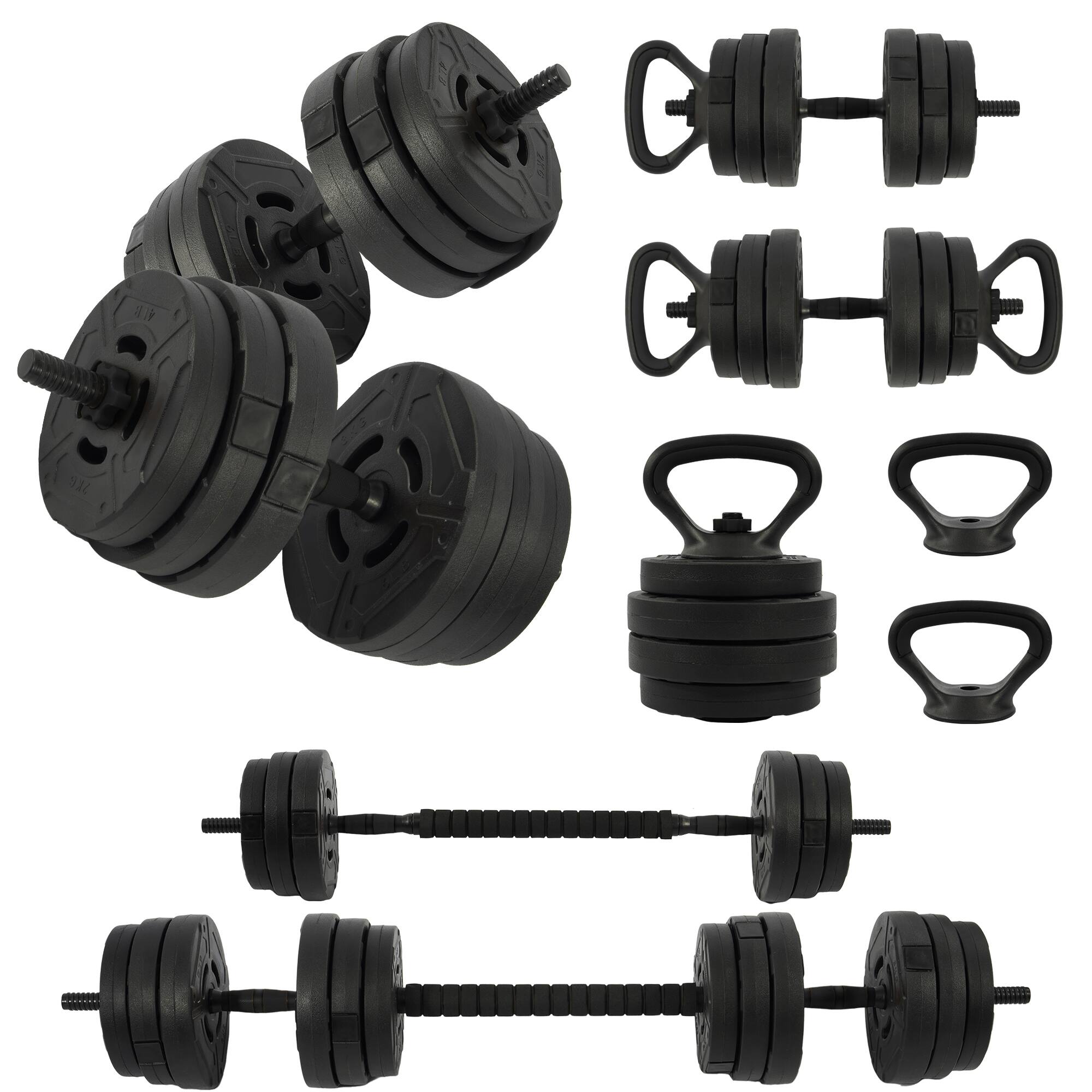 Front. Fitvids - Fitvids 4 in 1 Adjustable Dumbbell Set, 60lbs Free Weights Set with Connector - black.