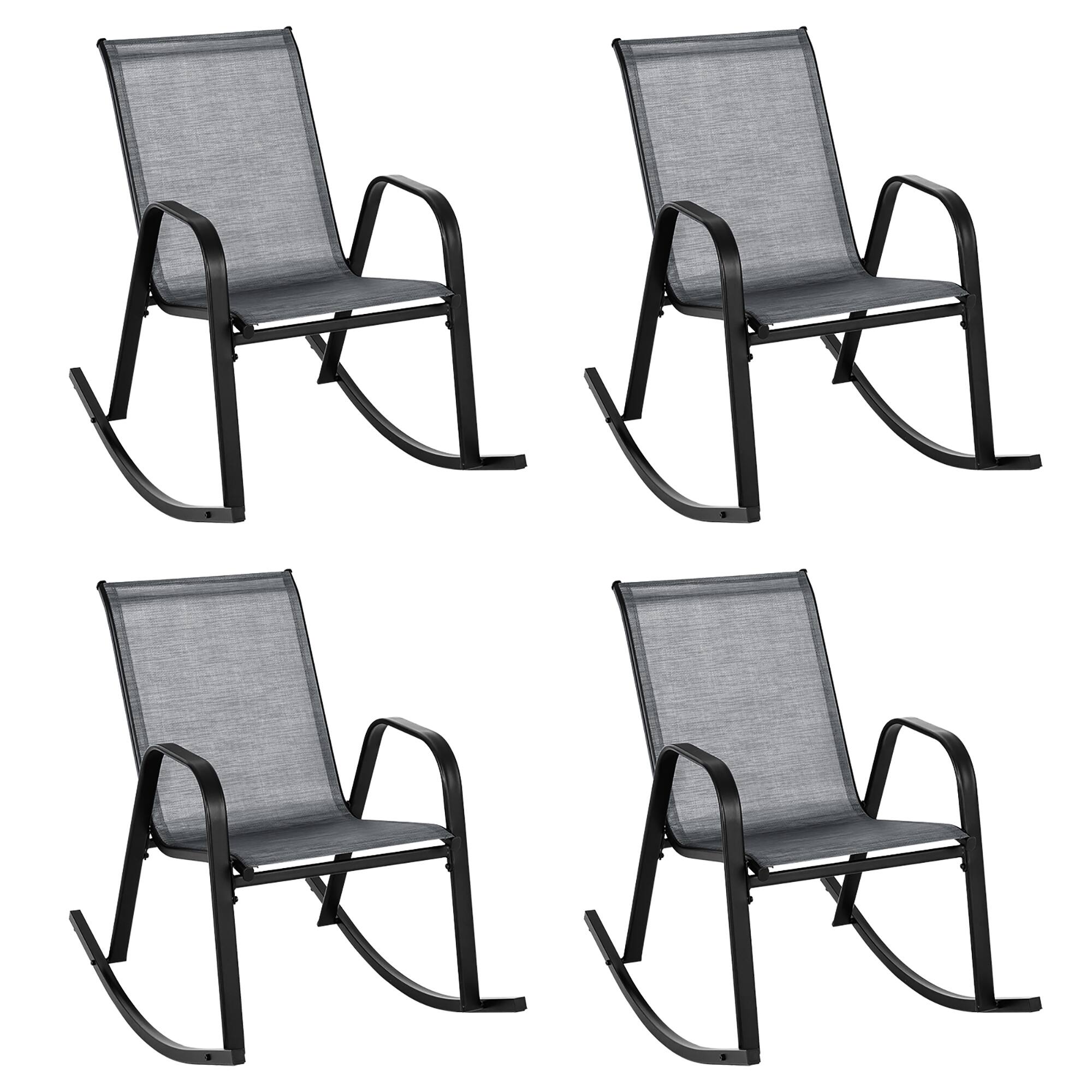 Gymax - 4pcs Patio Rocking Chair Heavy-Duty Metal Rocker Outdoor Anti-Slip - Gray price history on PriceWatchPro