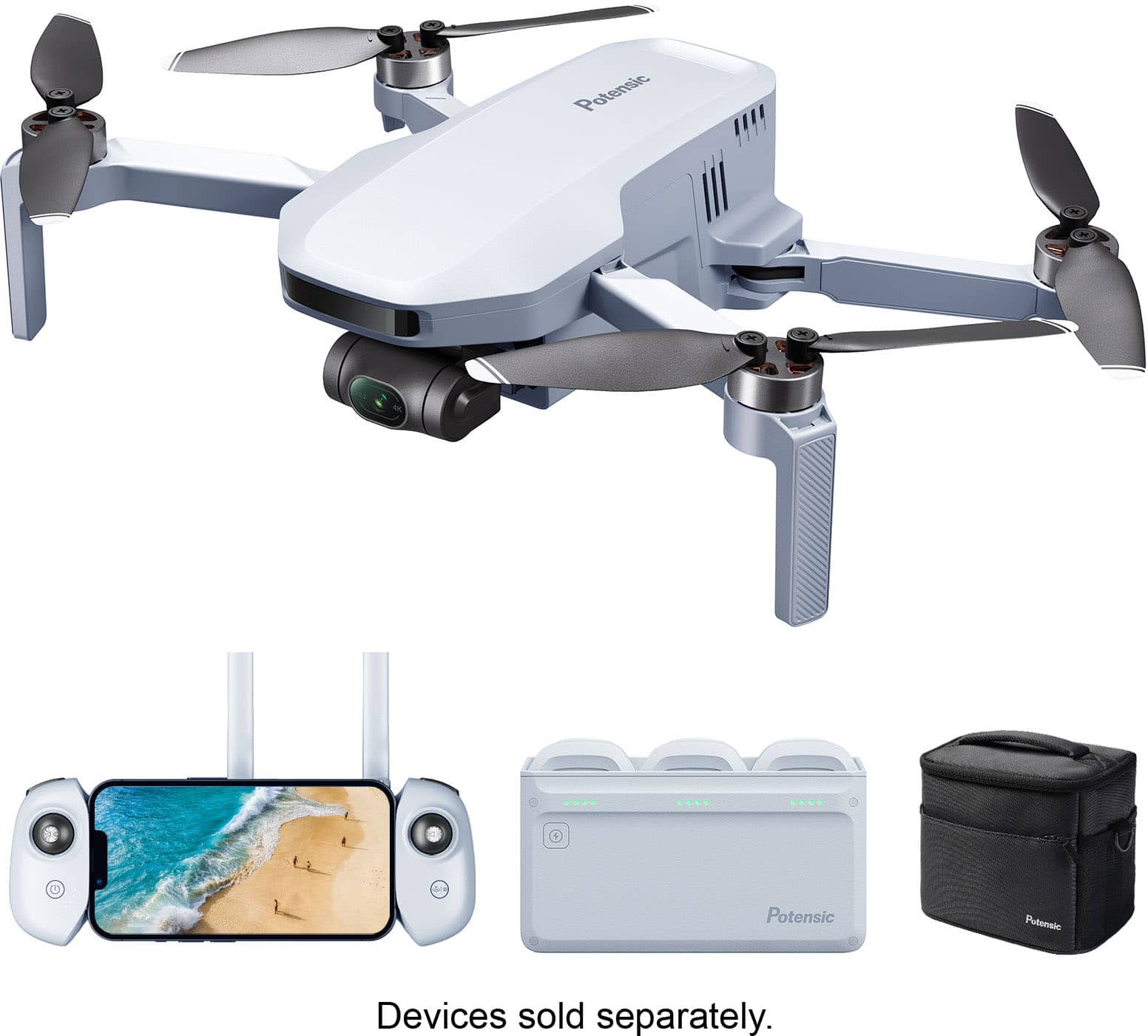 Potensic - ATOM Fly More Combo Drone with Remote Controller - Gray - Front_Zoom