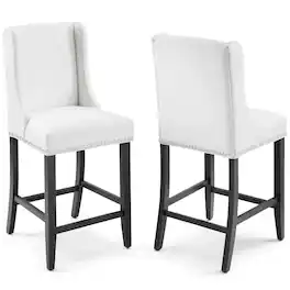 Baron Faux Leather Counter Stool Set of 2 by Modway - White