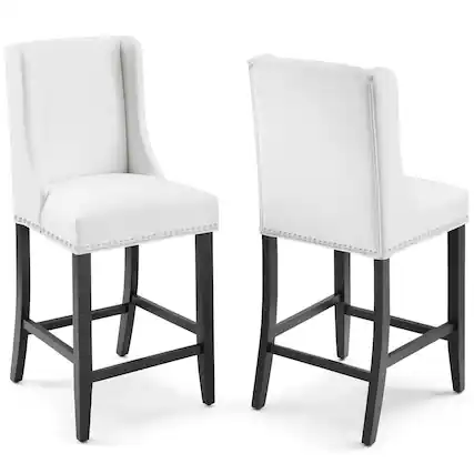 Front. Modway - Baron Faux Leather Counter Stool Set of 2 by Modway - White.