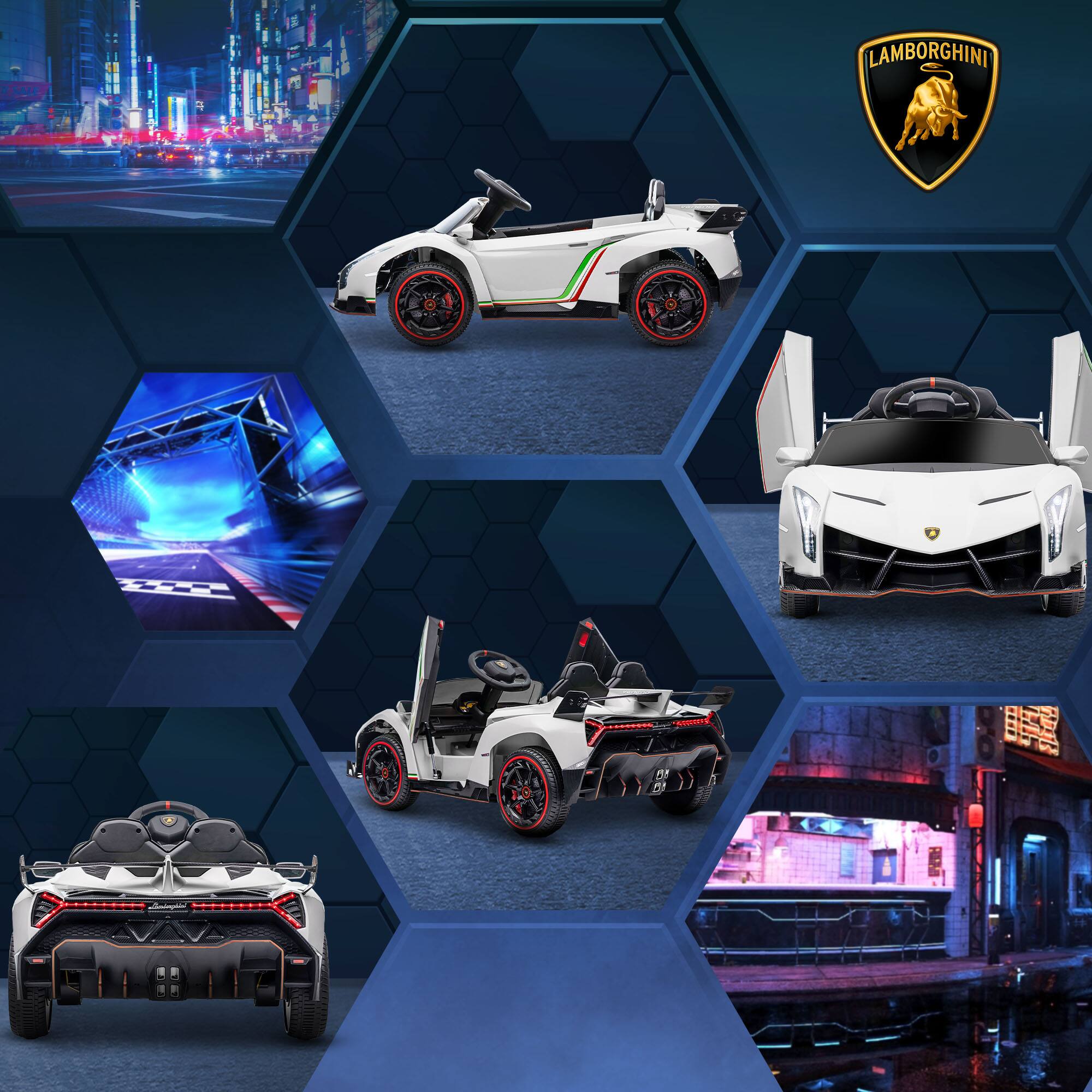 Alt View 3. Ecooso - 12V Licensed Kids Battery Ride-On Car, Electric Vehicle with Remote Control, Music, Suspension, and Lights - White.