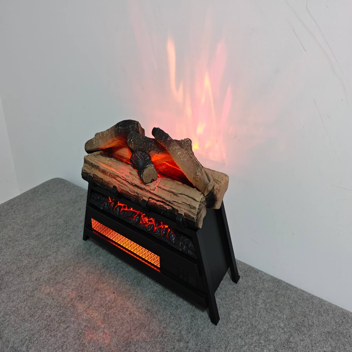 Alt View 1. Loheer - Loheer 21 inch electric fireplace insert 3d log set Antique Black - Antique Black.