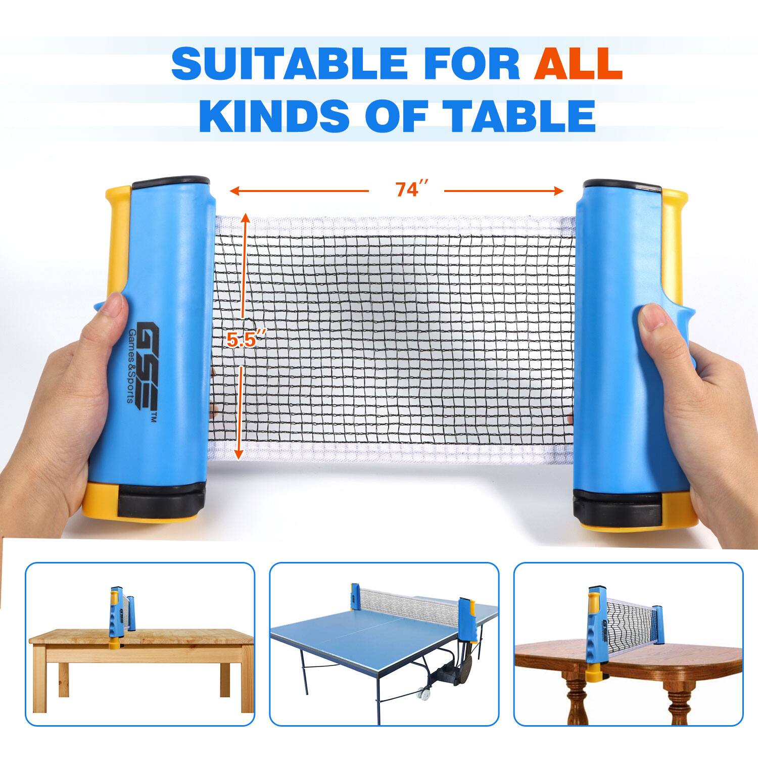 SUITABLE FOR ALL KINDS OF TABLE, 74", 5.5", Games & Sports GSE TM