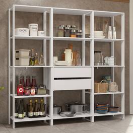 Madesa - Kitchen Pantry Storage Rack with 2 Drawers and Open Shelves 74"L - White - White