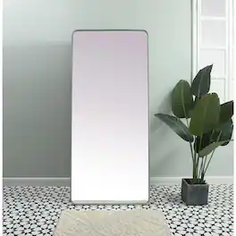 Elegant Decor - Soft Corner Metal Rectangle Full Length Mirror 32x72 Inch - Silver