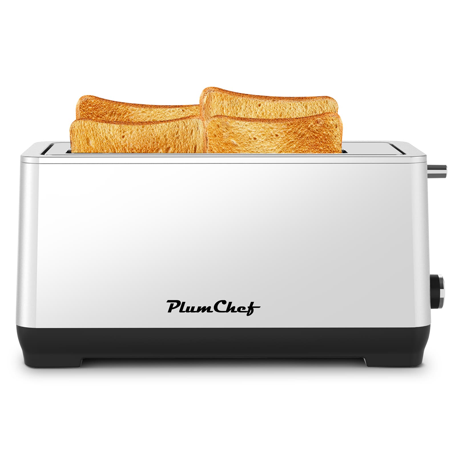 Front. Lycvki - 4-Slice Extra Wide Toaster, 1500W, Stainless Steel, 6 Browning Settings, Bagel/Defrost/Reheat - Silver.