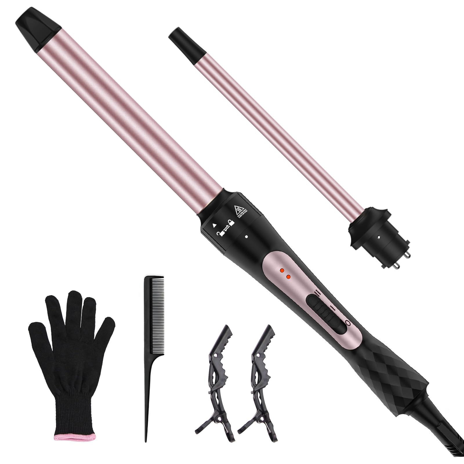Front. Reds Spade - Wand Curling Iron With Interchangeable For Versatile Curls Fast Heating Hair Waver Crimper Tool Ideal Gifts - 0.35-1 Inch Curling Iron.