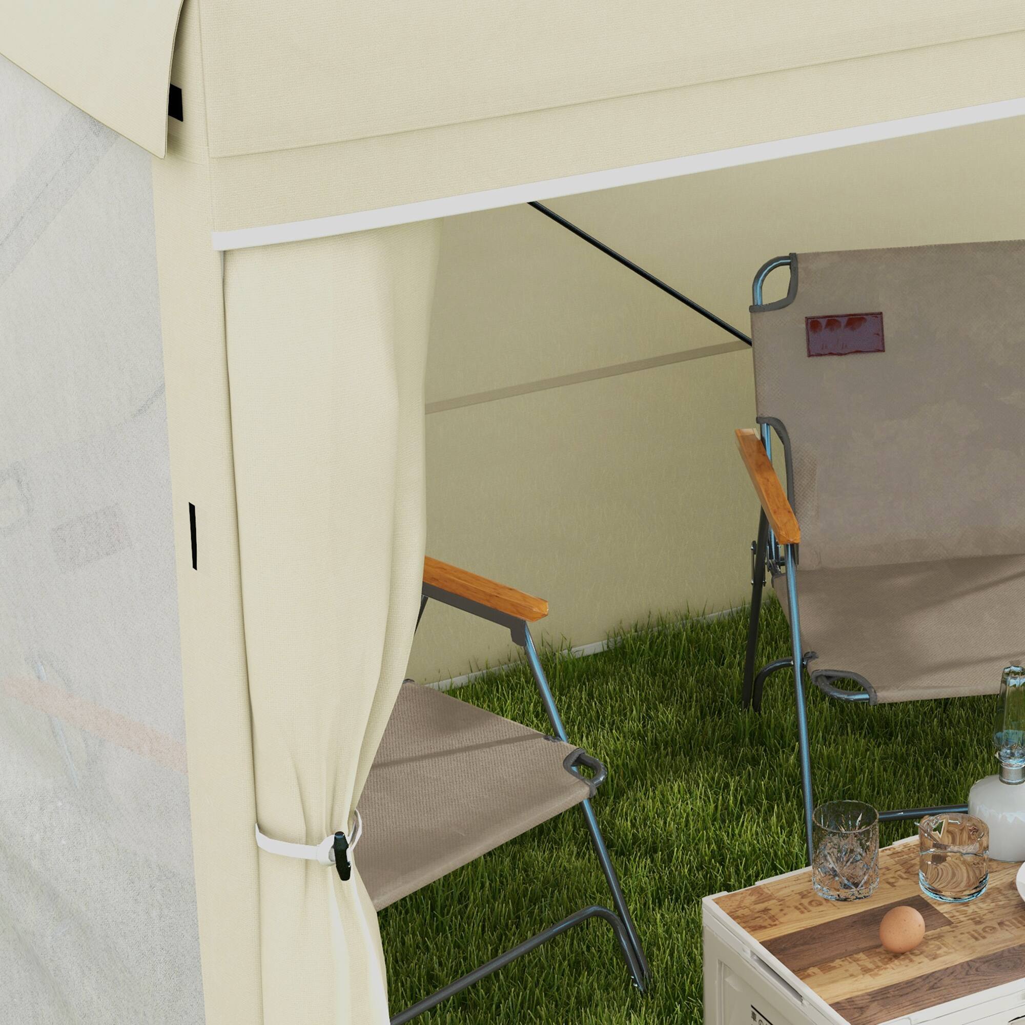 Alt View 8. Outsunny - x 8' Pop Up Canopy Tent, Camping Tent Sun Shade Shelter with Curtains - White.