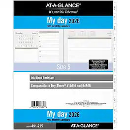 AT-A-GLANCE - 2026 11" x 8.5" Daily & Monthly Planner Refill Pages - White/Brown