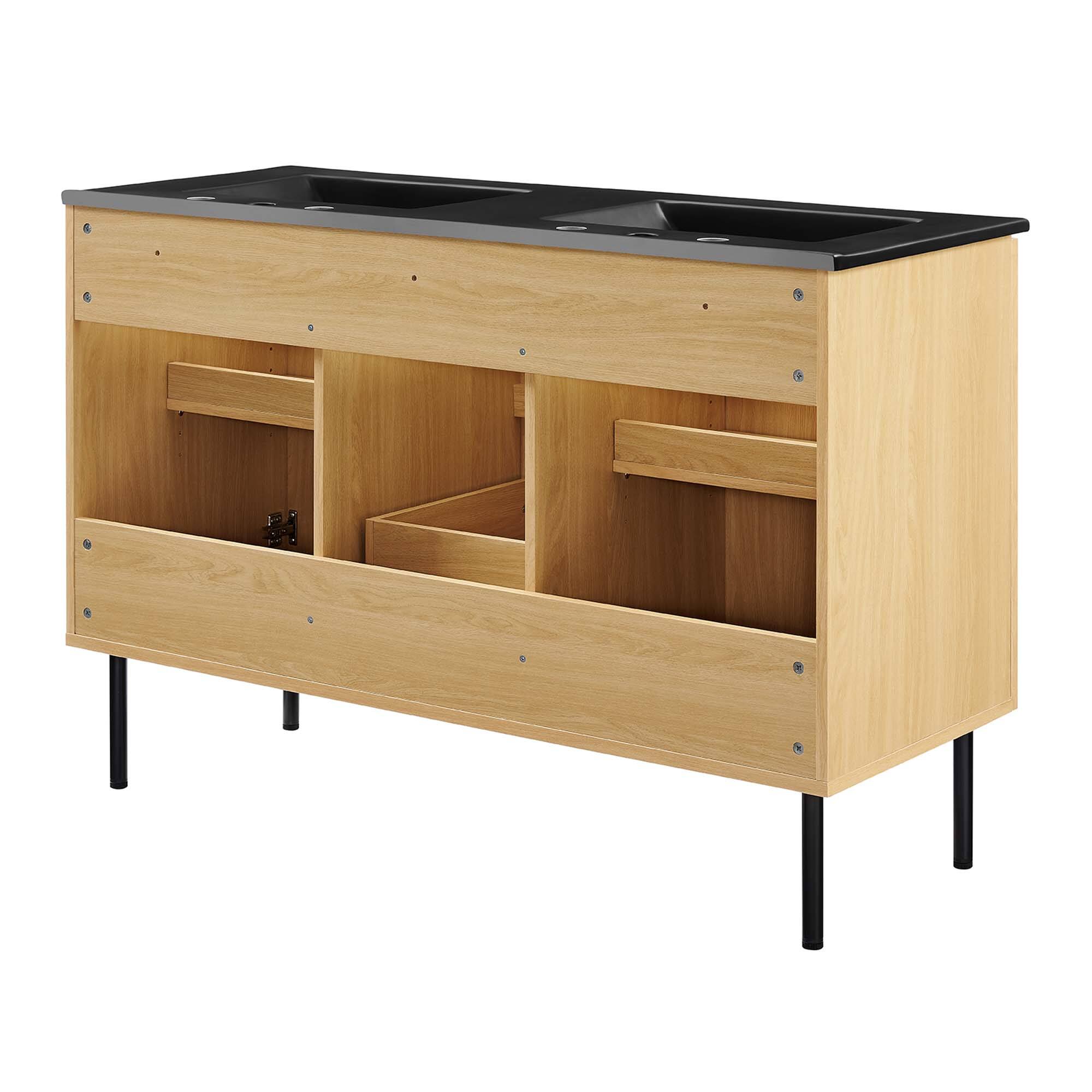 Alt View 6. Modway - Chaucer Bathroom Vanity with Black Basin Included by Modway - Oak Black.