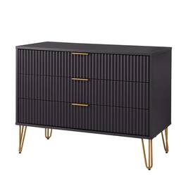 Forest'nSky - Wood 3 drawer 35.19 in. Wide Chest of Drawers for Living Room - Black