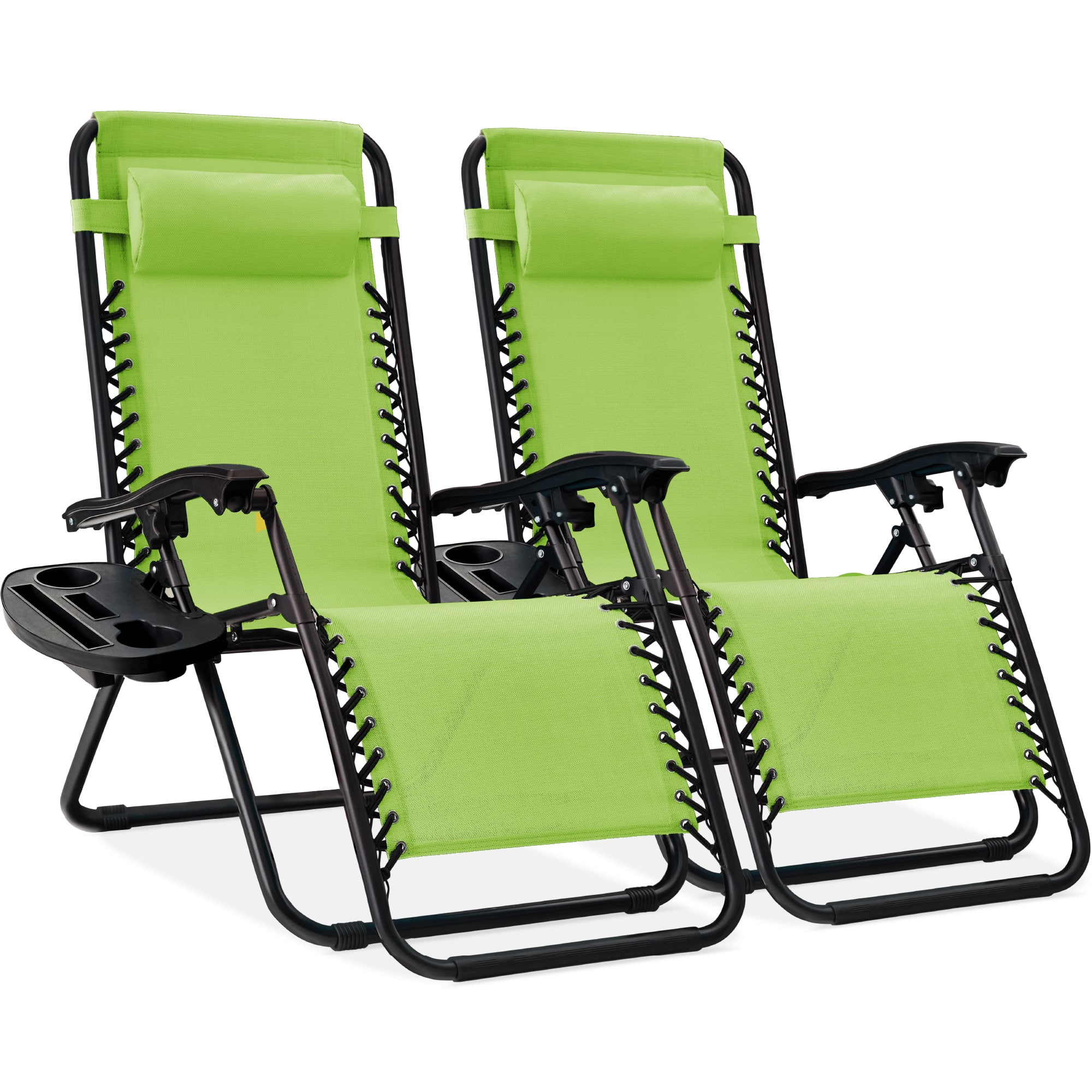 Front. Best Choice Products - Best Choice Products Set of 2 Zero Gravity Lounge Chair Recliners for Patio, Pool w/ Cup Holder Tray - Lime Green - Lime Green.