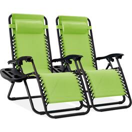 Best Choice Products - Set of 2 Zero Gravity Lounge Chair Recliners for Patio, Pool w/ Cup Holder Tray - Lime Green