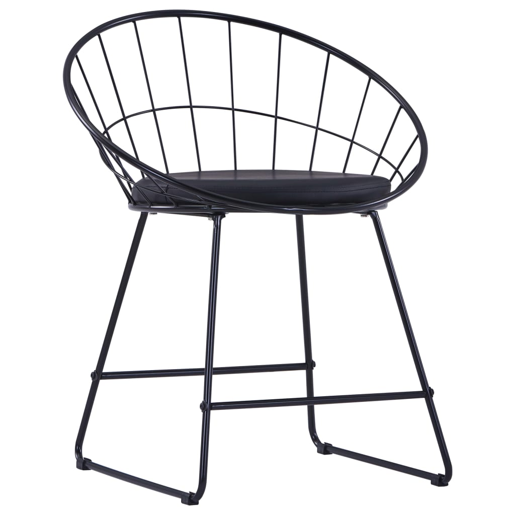 Alt View 2. Boyel Living - Indoor Dining Chair Set of 2 Black Powder-coated steel and faux leather - Black.