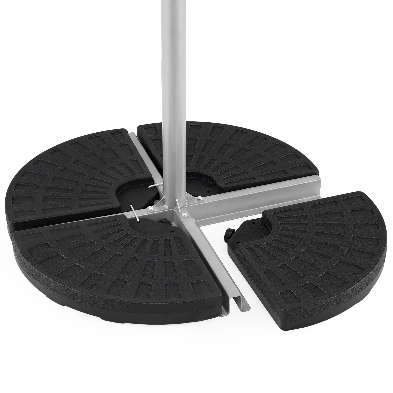 Costway - 4 Plate Patio Offset Umbrella Base Stand Weights Sand/Water Filled Base - Black