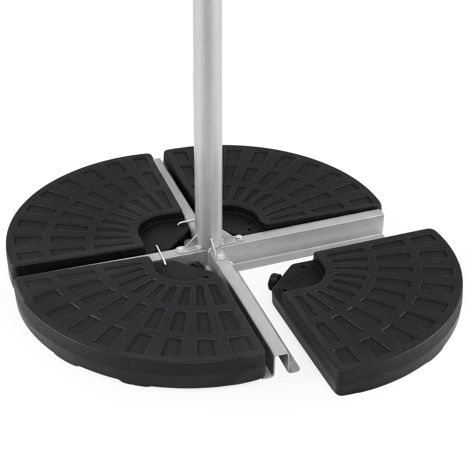 Front. Costway - 4 Plate Patio Offset Umbrella Base Stand Weights Sand/Water Filled Base - Black.