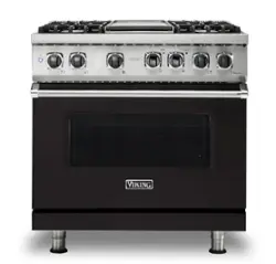 Viking - 5-Series 5.6 Cu. Ft. Self-Cleaning Freestanding Dual Fuel Convection Range - 4 Burner - LP - Onyx - Front_Zoom