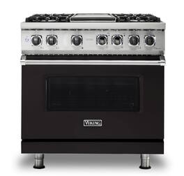 Viking - 5-Series 5.6 Cu. Ft. Self-Cleaning Freestanding Dual Fuel Convection Range - 4 Burner - Onyx