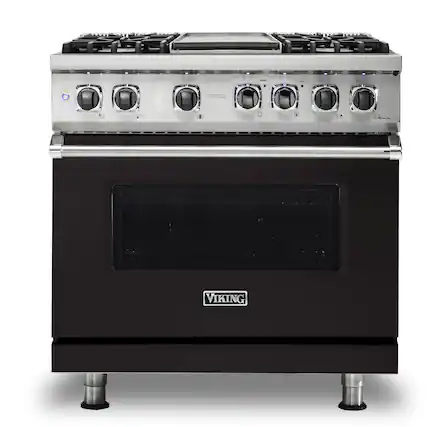 Front. Viking - 36-Inch Dual Fuel Freestanding Range - Onyx.
