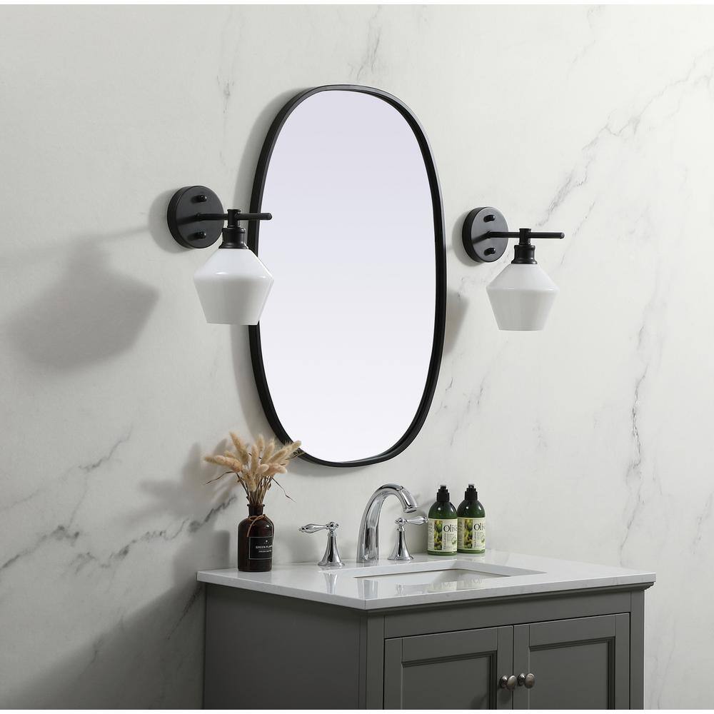 Alt View 9. Elegant Decor - Metal Frame Oval Mirror 20x30 Inch in Black - Black.
