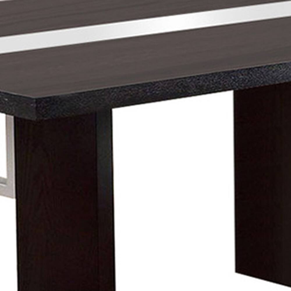 Alt View 2. Manhattan Lane - Contemporary Glass Insert Dining Table, Black - Black.