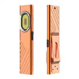 PRIMEPLUS - WT7 Hand-free 700-Lumen EDC Portable Flashlight with Magnetic Clip, Ultra-Slim, Aluminum Alloy, IP44 Water Resistant - Orange
