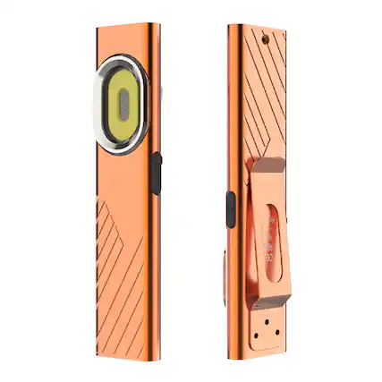 Front. PRIMEPLUS - WT7 Hand-free 700-Lumen EDC Portable Flashlight with Magnetic Clip, Ultra-Slim, Aluminum Alloy, IP44 Water Resistant - Orange.