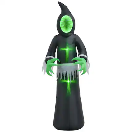 Front. Ecooso - 8FT Halloween Inflatable Mirror Face Ghost with LED Lights for Outdoor Yard Decoration - Black.