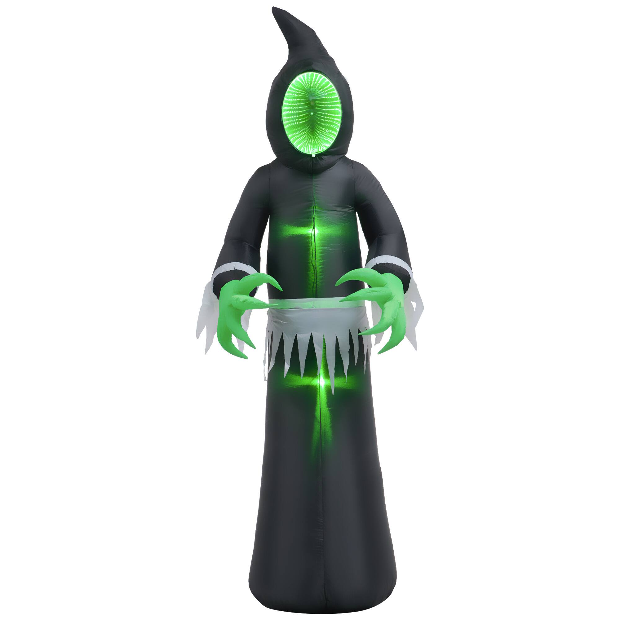 Front. Ecooso - 8FT Halloween Inflatable Mirror Face Ghost with LED Lights for Outdoor Yard Decoration - Black.