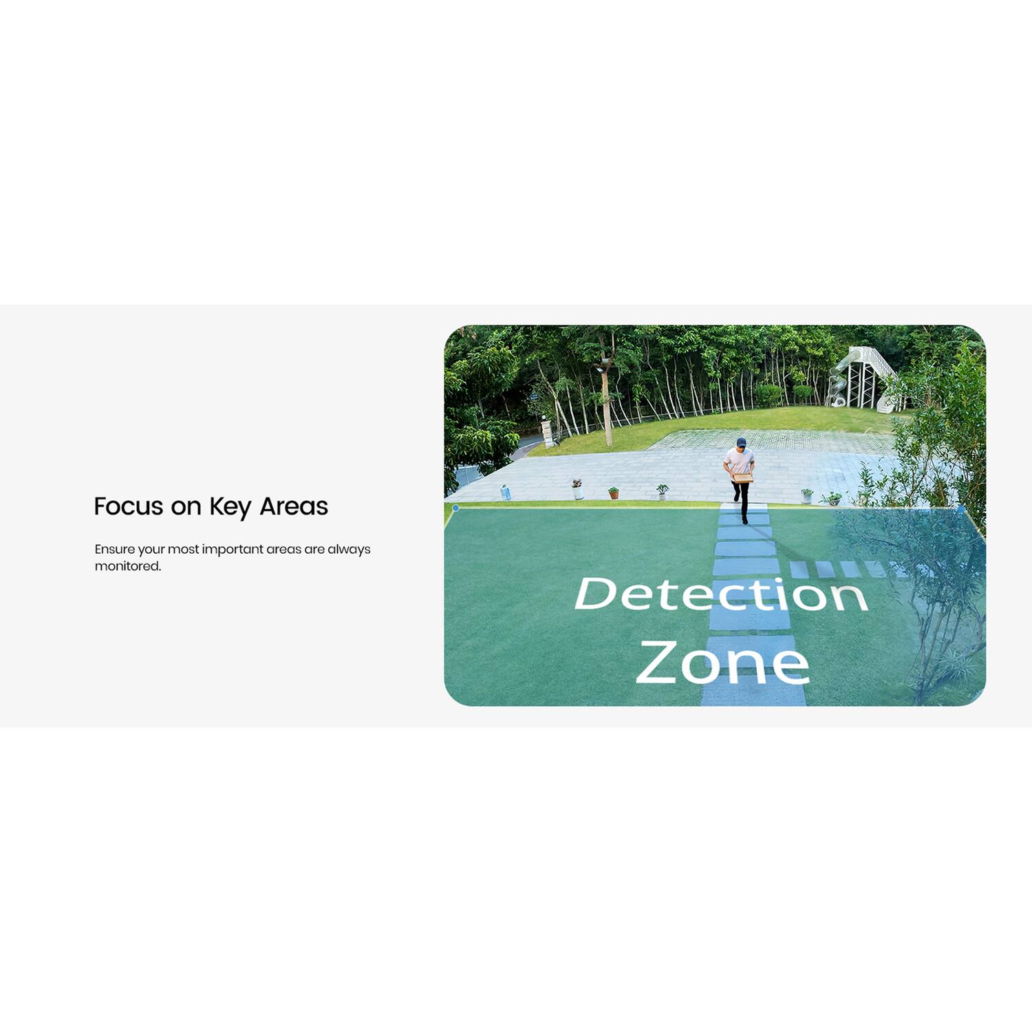 Focus on Key Areas  
Ensure your most important areas are always monitored.  

Detection Zone