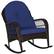 Front. Costway - Patio Wicker Rocking Chair with Seat Back Cushions & Lumbar Pillow Porch - Blue.