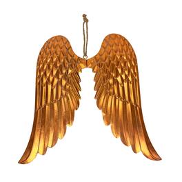 Zeckos - Metal Angel Wings Wall Sculpture Bronze 34 Inch Wide Jute Hanging Decor - Copper
