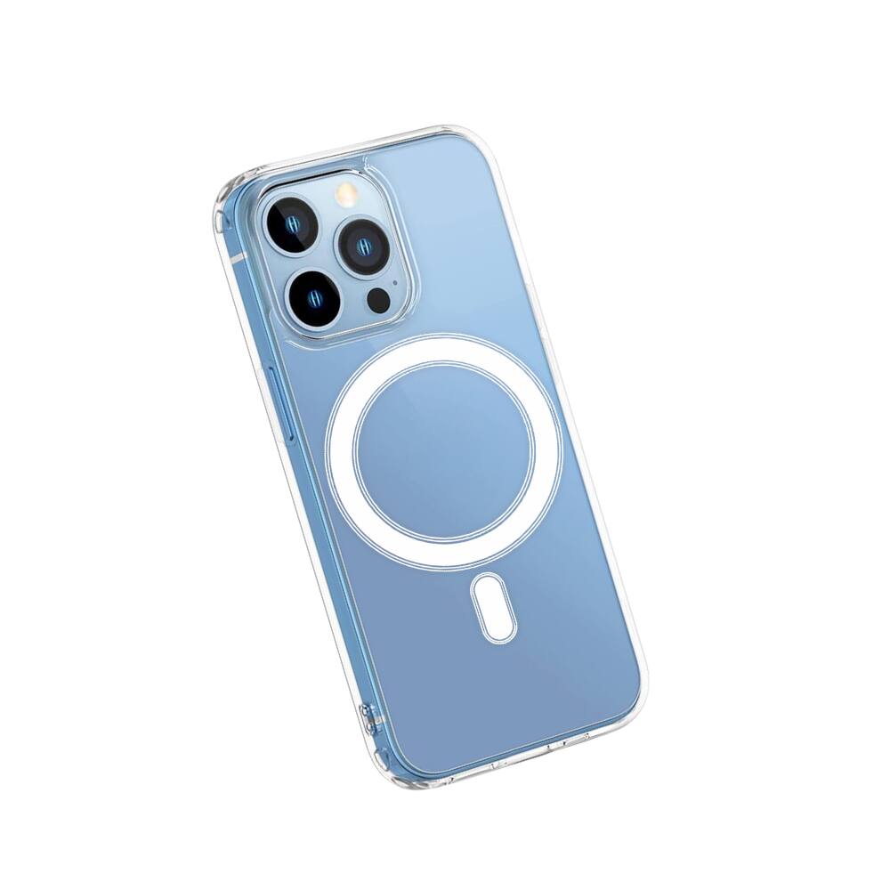 Front. Qixxronics - for iPhone 13 Pro Max Magnetic Case Shockproof Phone Cover Compatible with Wireless Charging for iPhone 13 Pro Max - Clear.