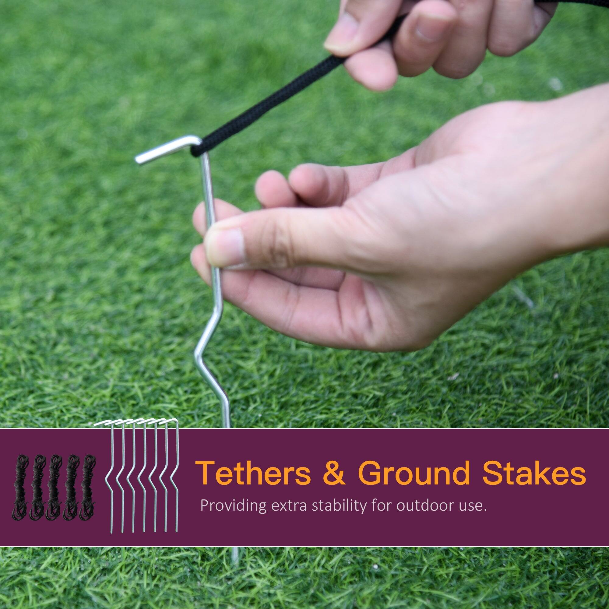 Tethers & Ground Stakes  
Providing extra stability for outdoor use.