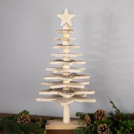 Northlight - Star Cut-Outs Wooden Tree Christmas Decoration - 20.5" - Beige
