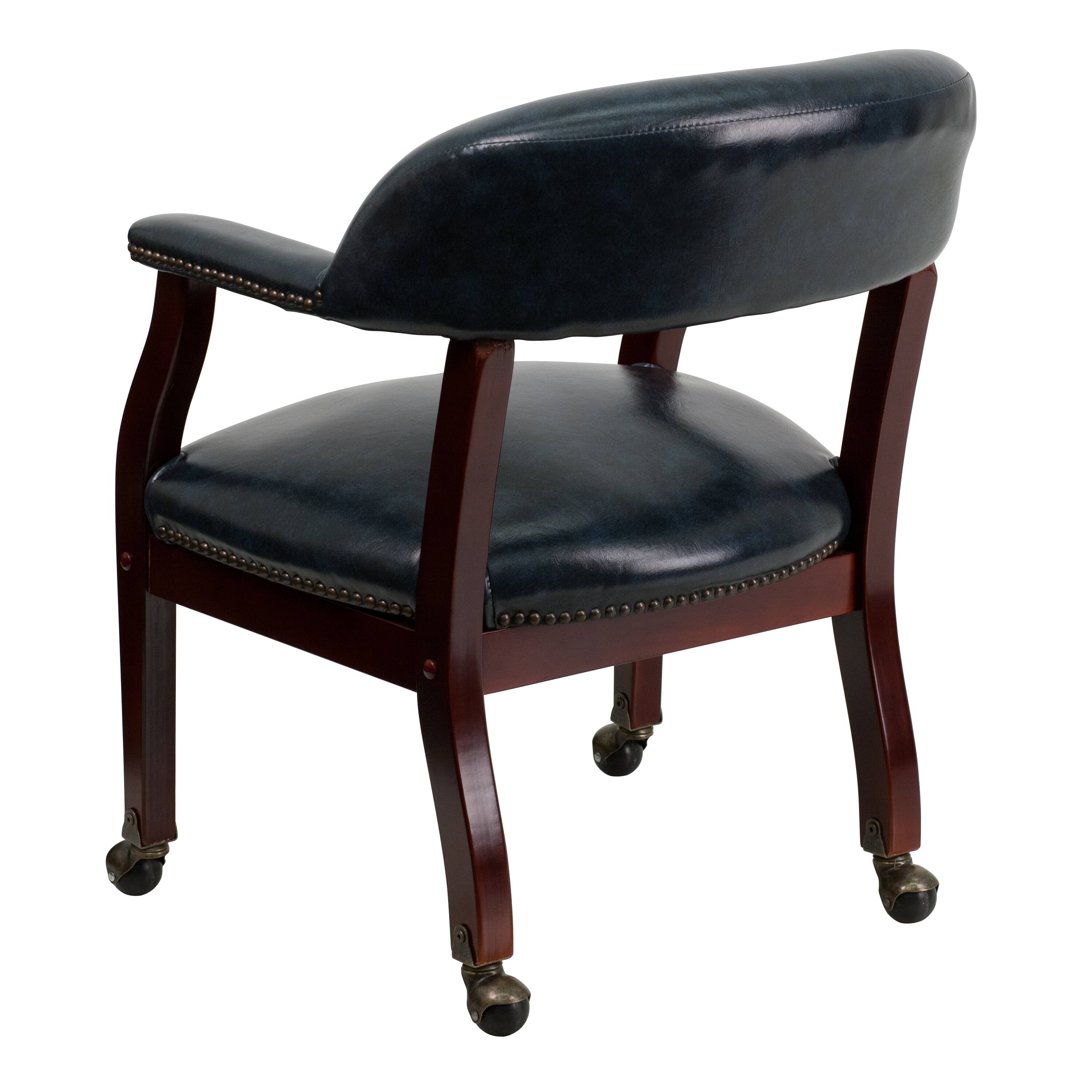 Alt View 5. Emma + Oliver - Conference Chair with Accent Nail Trim  and Casters - Navy Vinyl.