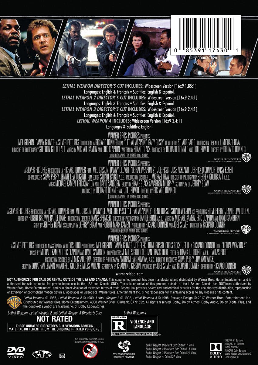 Back. Lethal Weapon Collection (Box Set) [DVD].