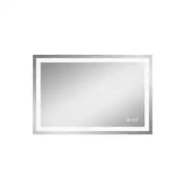 Boyel Living - 32 in W x 48 in L Rectangular Frameless Wall Bathroom Vanity Mirror with Front and Backlit and Anti Fog