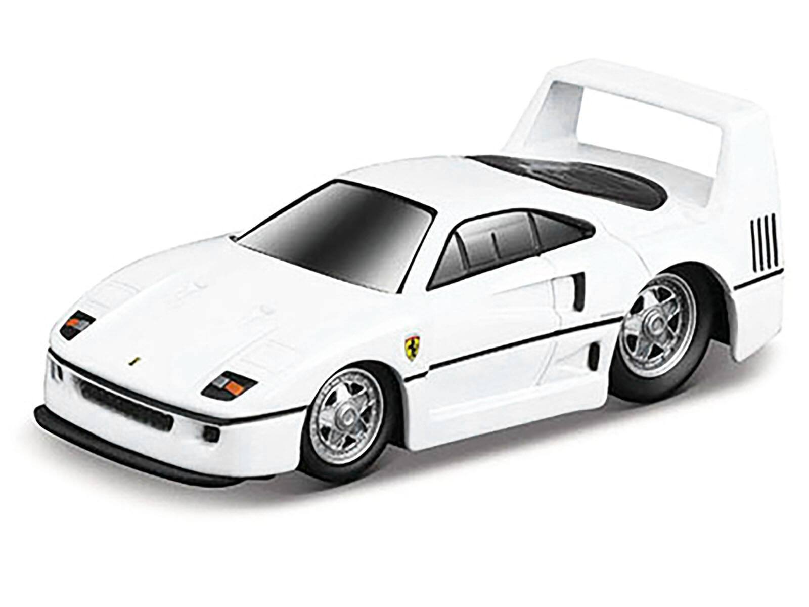 Angle. Muscle Machines - Ferrari F40 White 1/64 Diecast Model Car by Muscle Machines - White.