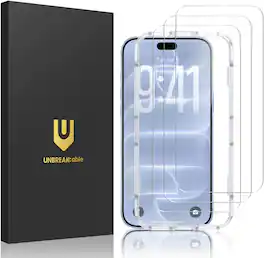 UNBREAKcable - 3-Pack Screen Protector Tempered Glass for iPhone 18 Pro - Clear