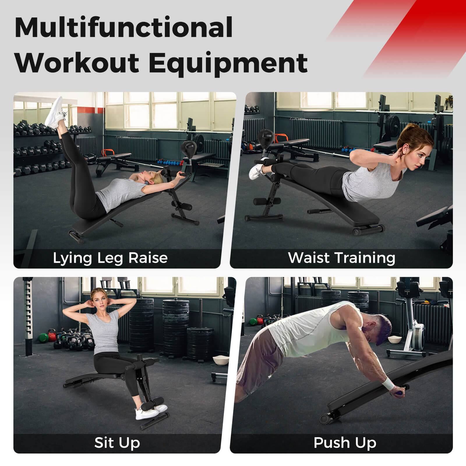 Multifunctional Workout Equipment:

1. Lying Leg Raise
2. Waist Training
3. Sit Up
4. Push Up