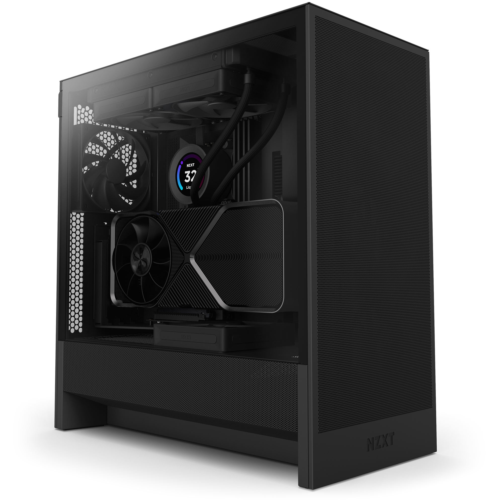 NZXT - H5 Flow 2024 Compact ATX Mid-Tower Airflow PC Case - Black - Front_Zoom
