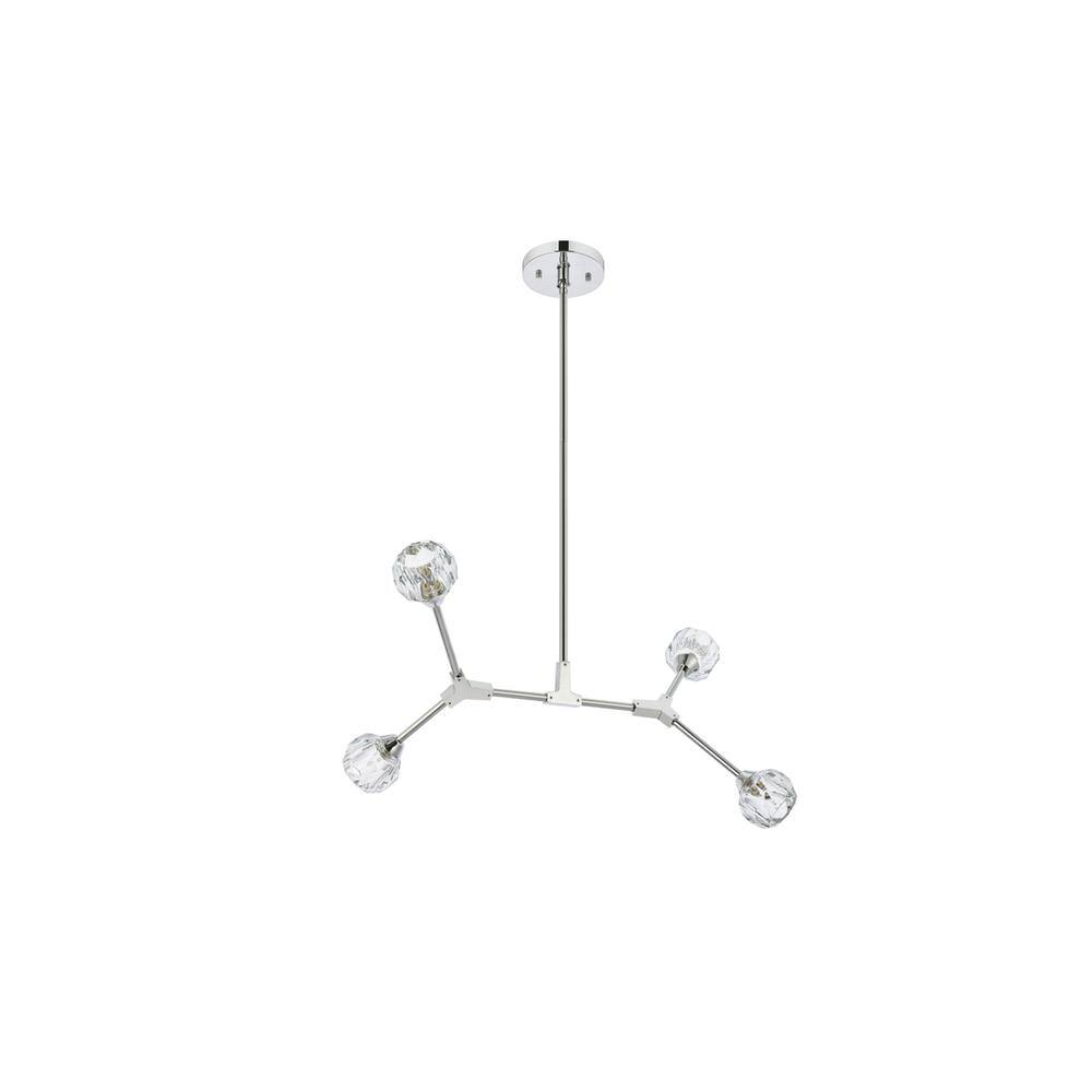 Back. Elegant Lighting - Zayne 4 Light Pendant in Chrome - Chrome And Clear.